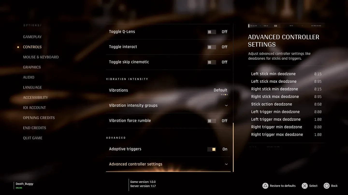 Bond loadout selection screen