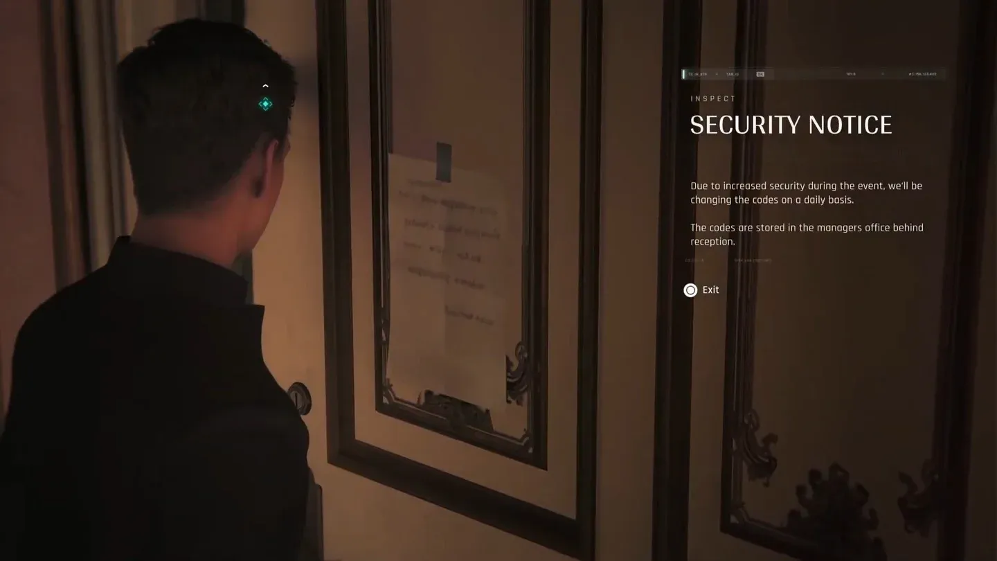 Security note on manager's desk
