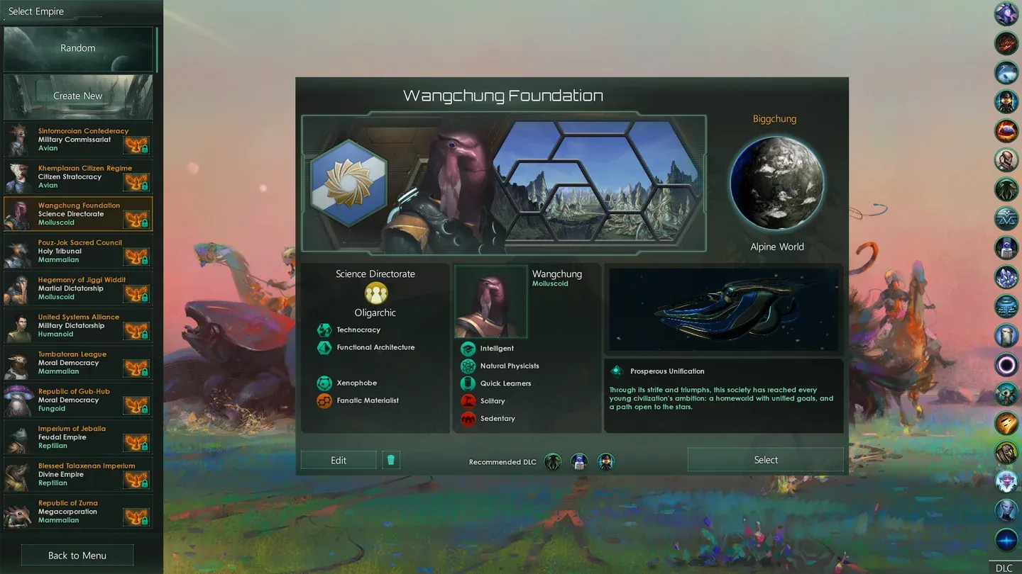 Species customization options
