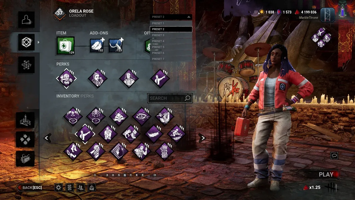 Perk-Loadout-Auswahlbildschirm