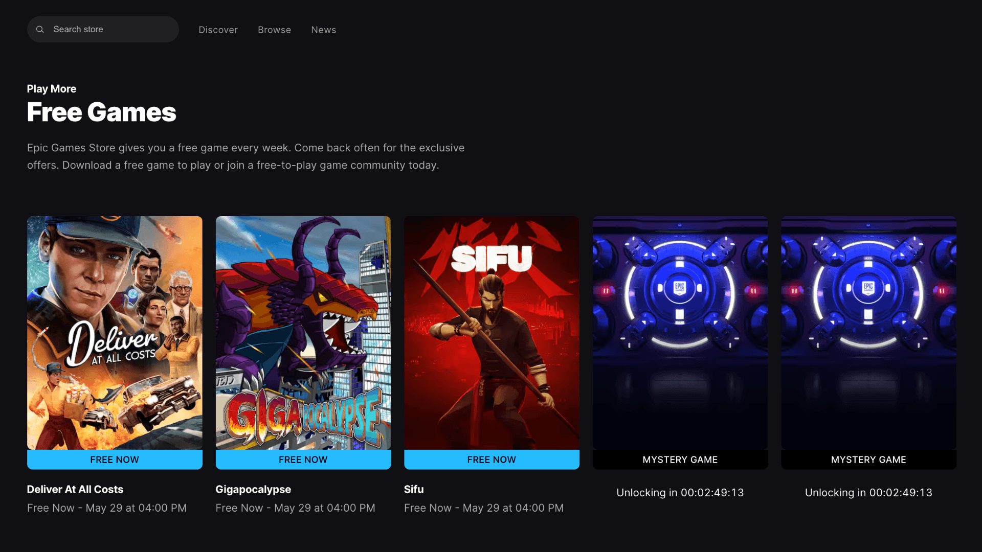 Claim 3 Free Games on the Epic Games Store image