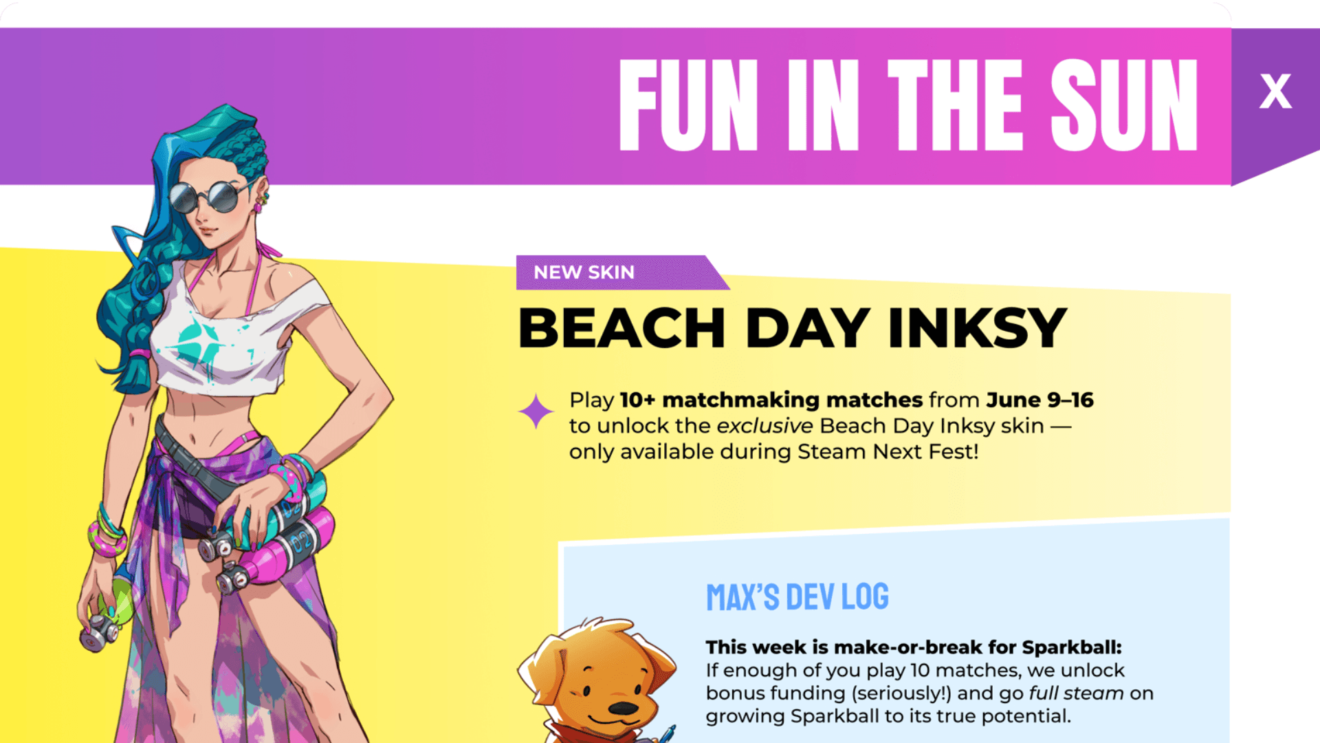 Free Skin in Sparkball During Steam Next Fest image