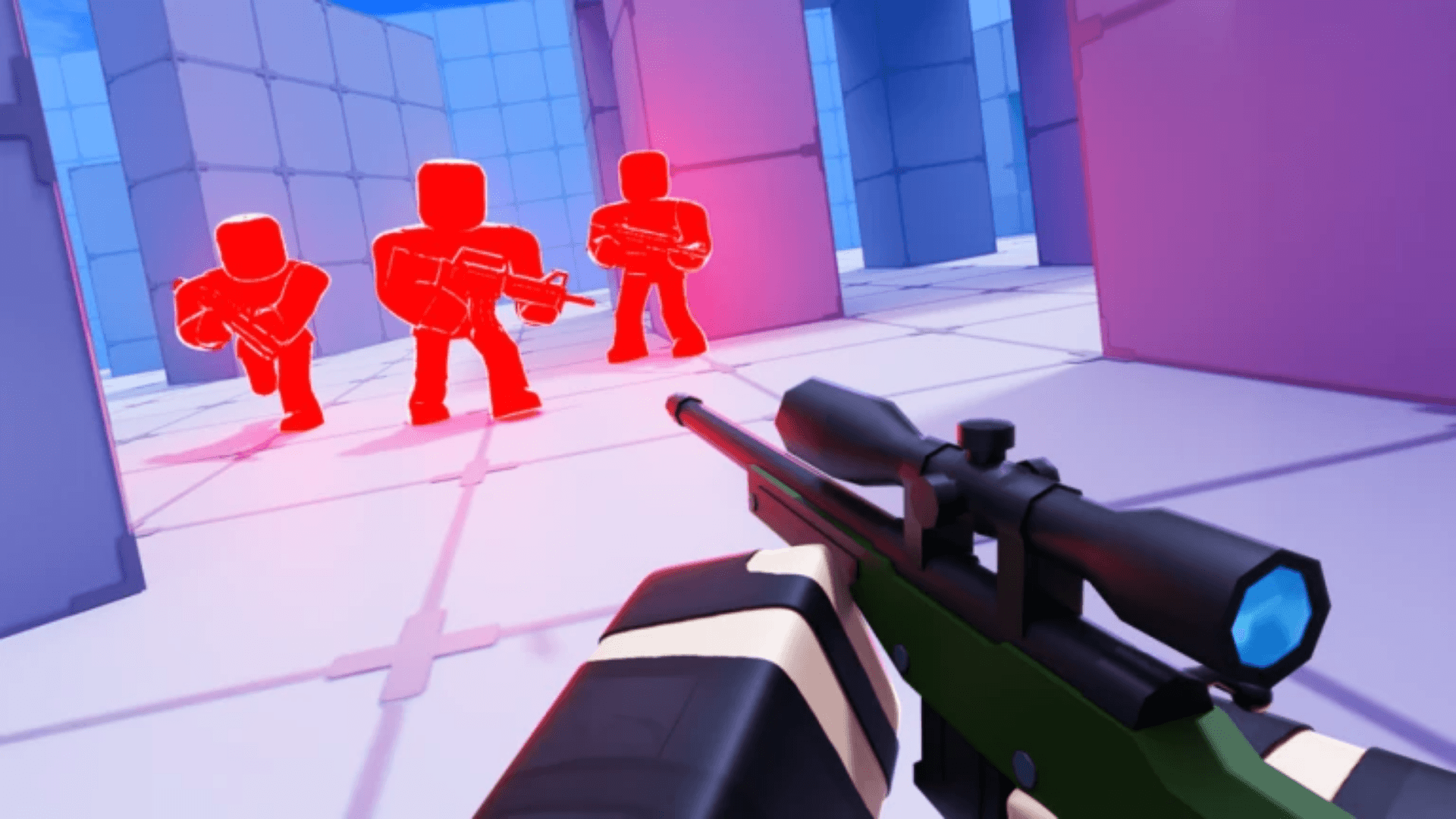 Roblox RIVALS first-person shooter arena with opponents and combat lanes