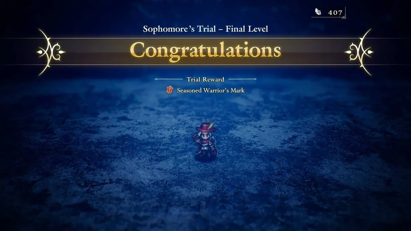 Warrior's Mark reward screen