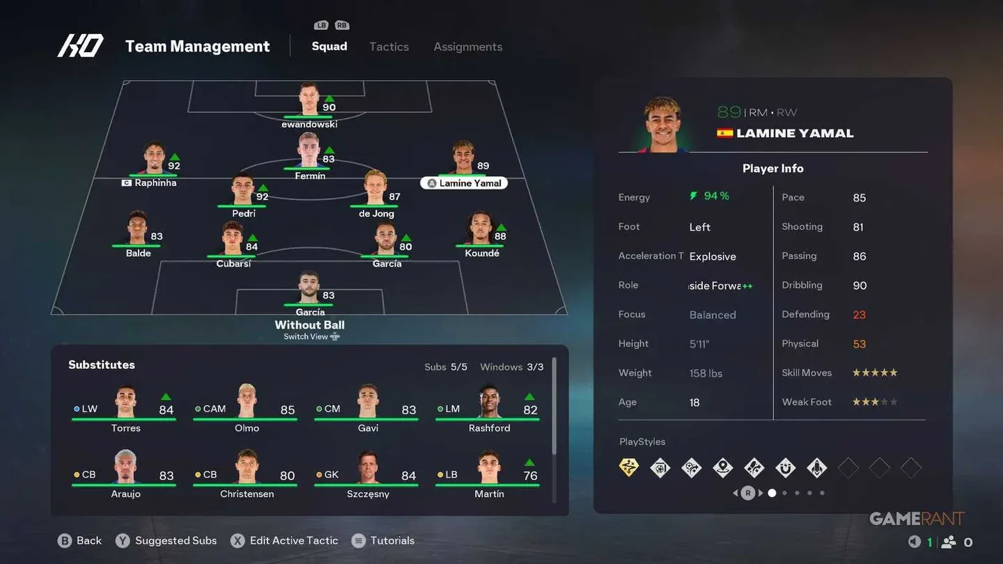 RW card stat comparison view