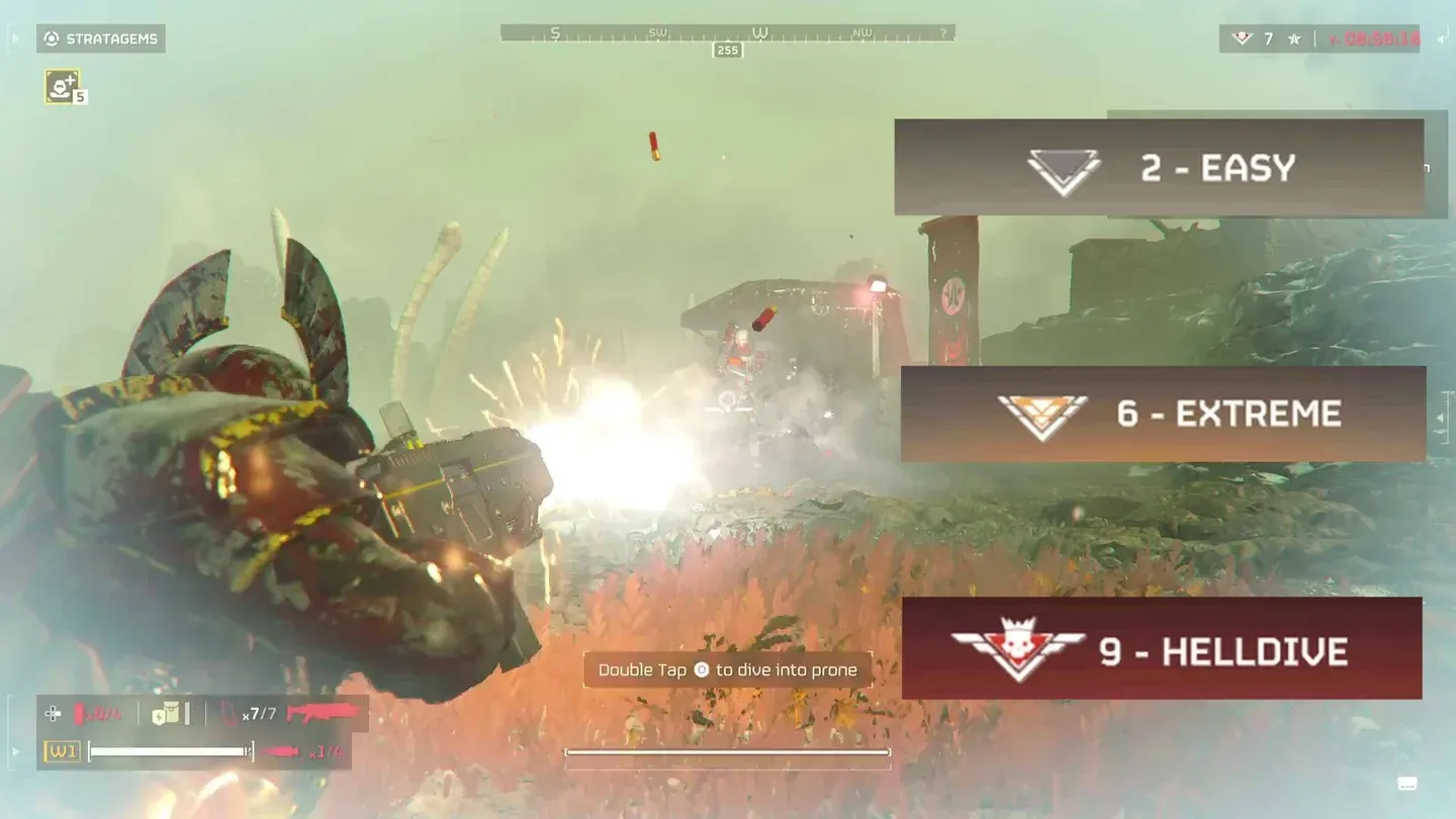 Mission difficulty selection screen