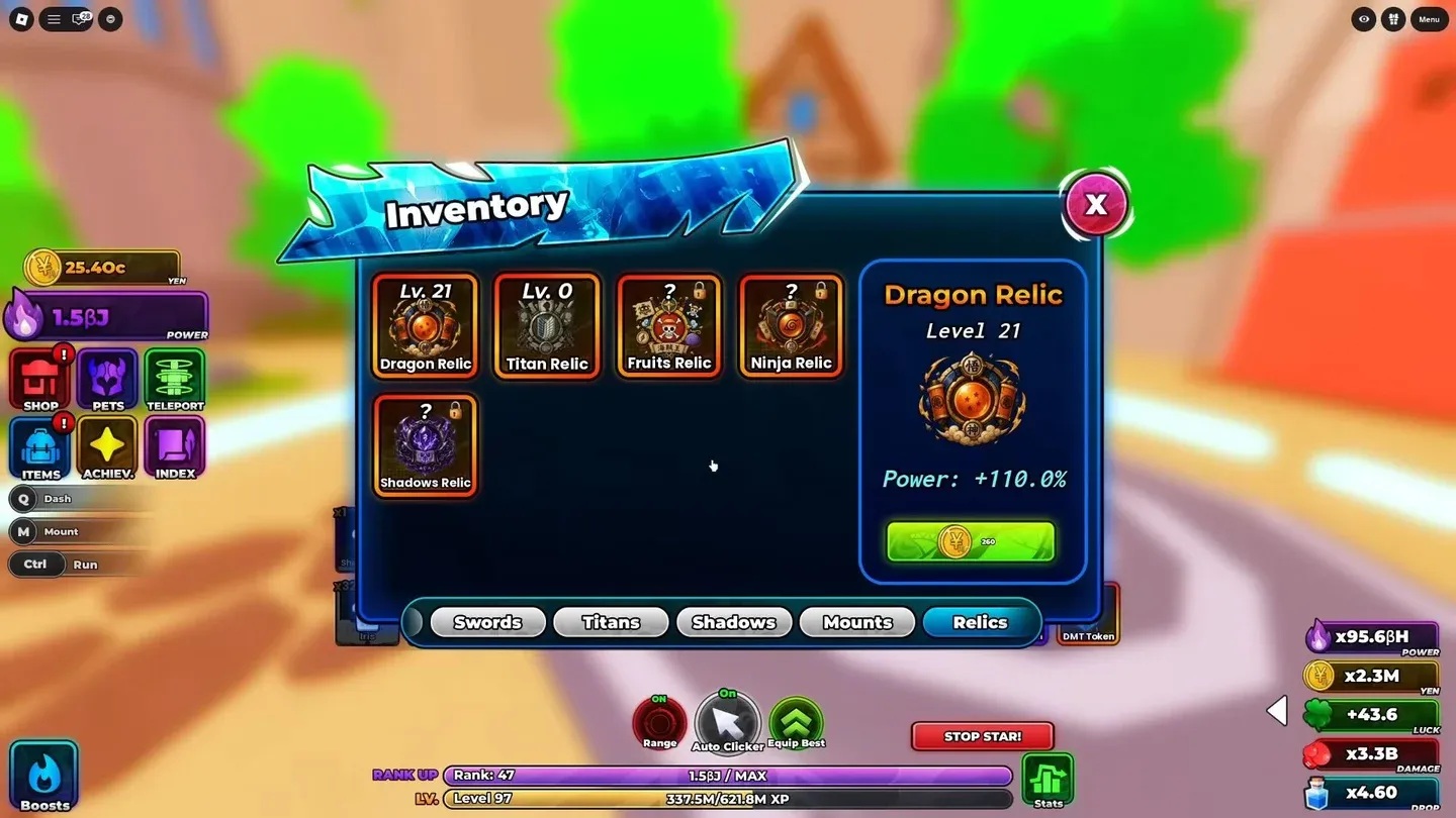 Relic Coin farming progress