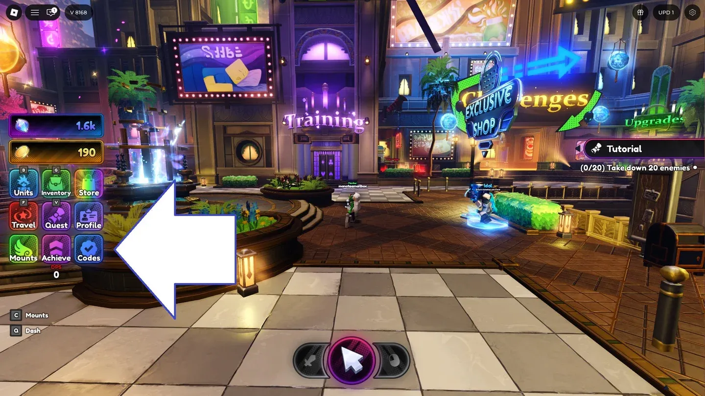 Tap Codes on the left menu