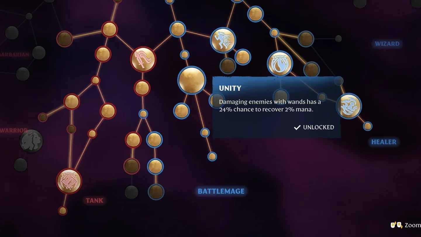 Skill tree node selection