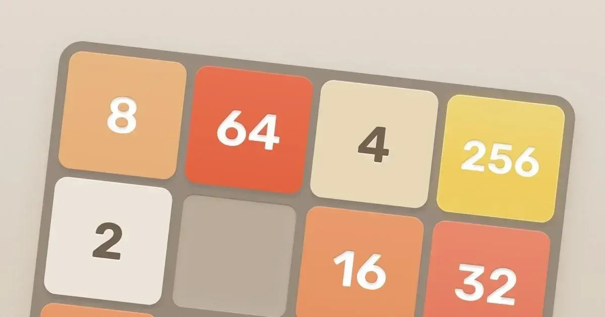 Numbered tiles in the official 2048 game artwork