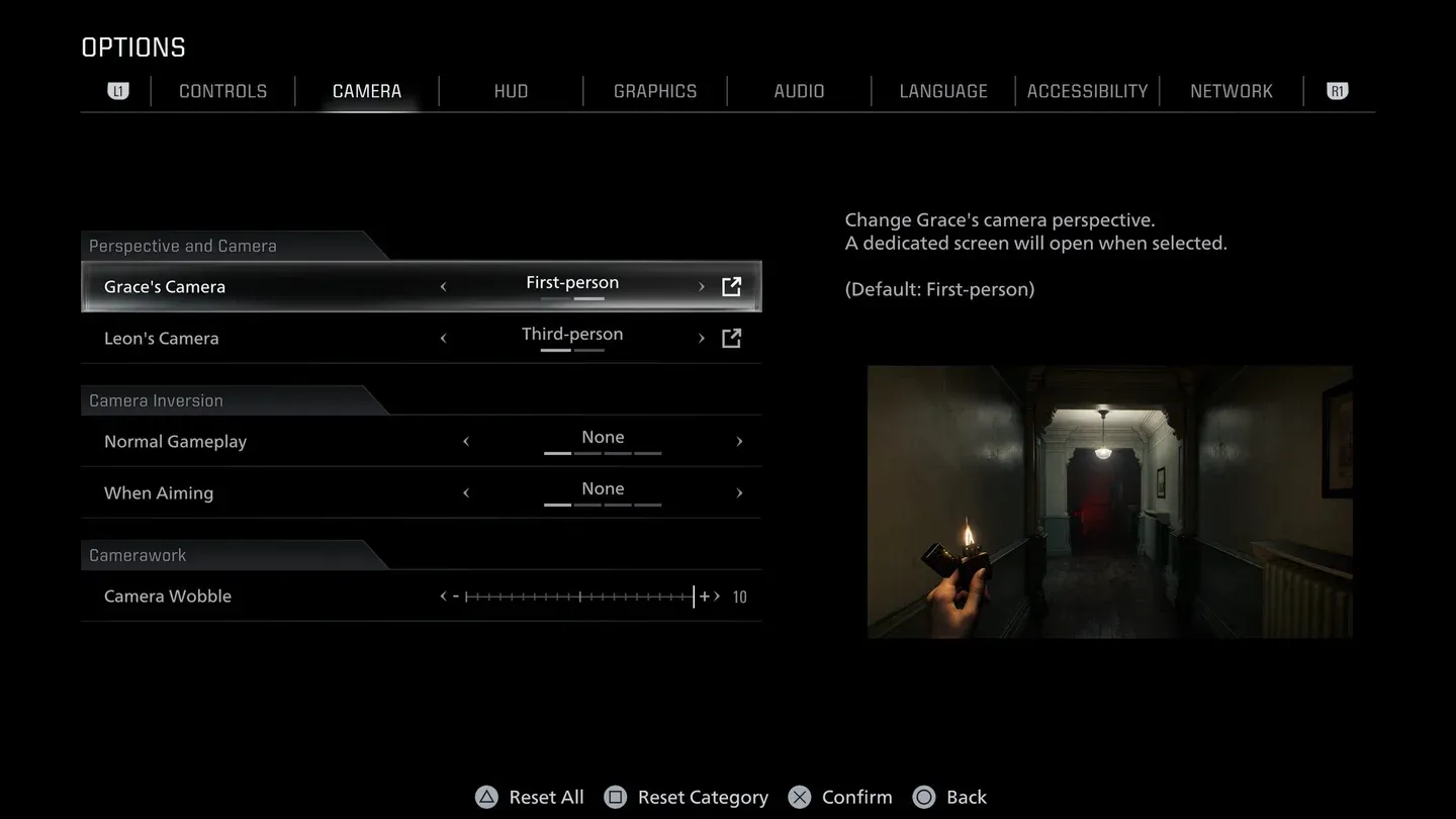 Graphics settings menu