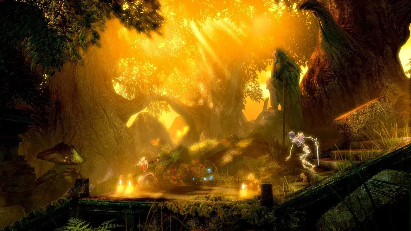 Fantasy platforming gameplay in Trine