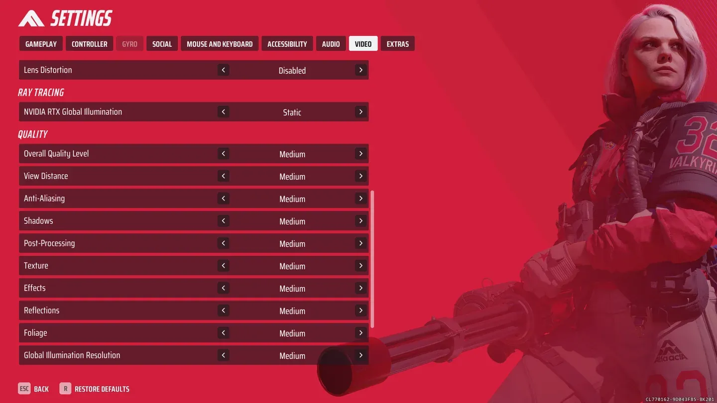 Graphics settings overview