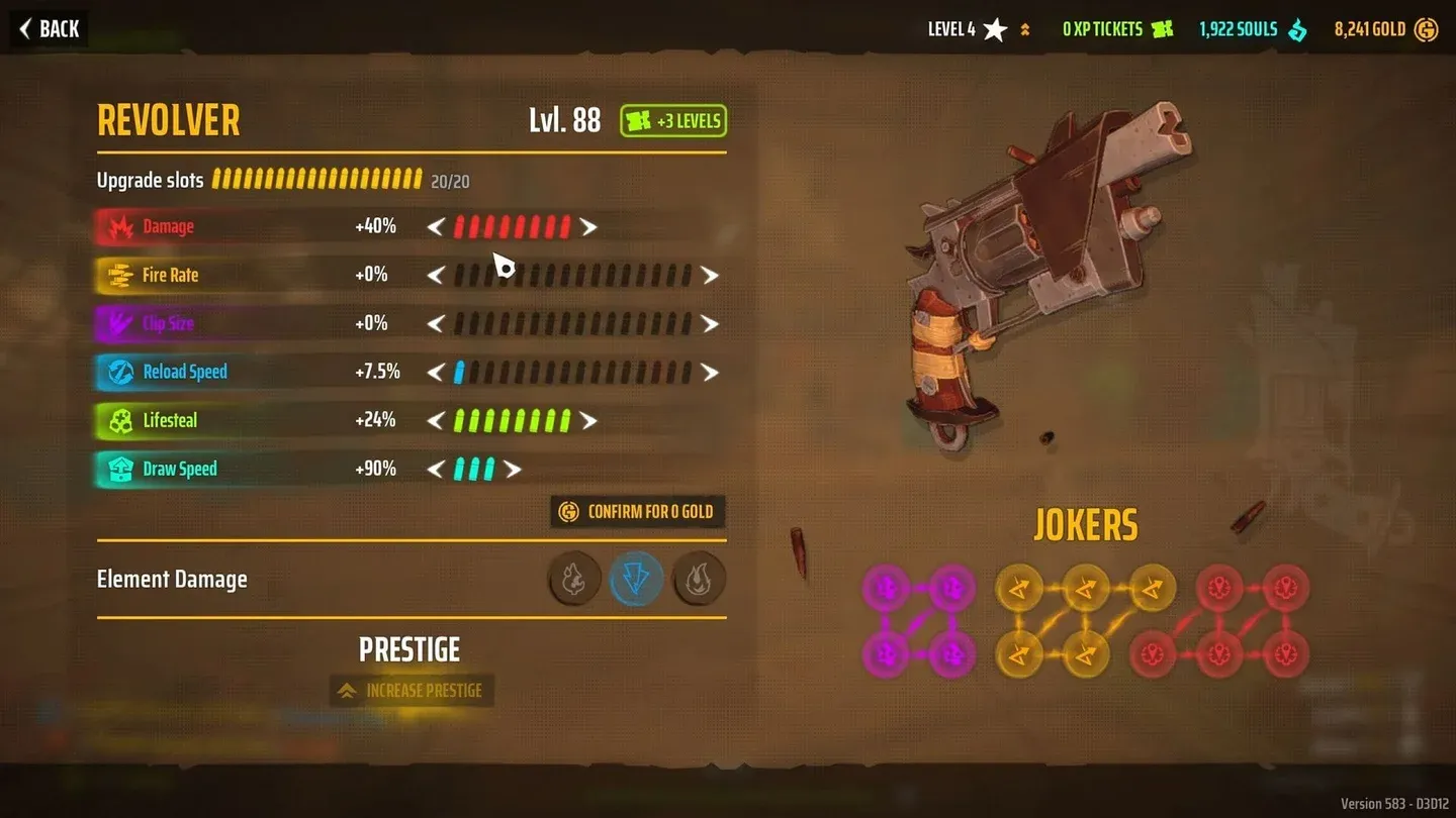 Leveredge stat upgrade screen