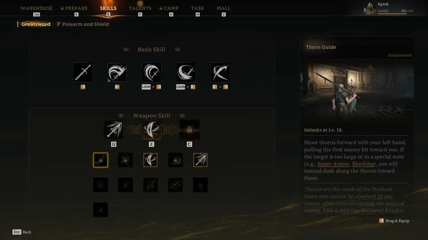 Greatsword skill loadout setup