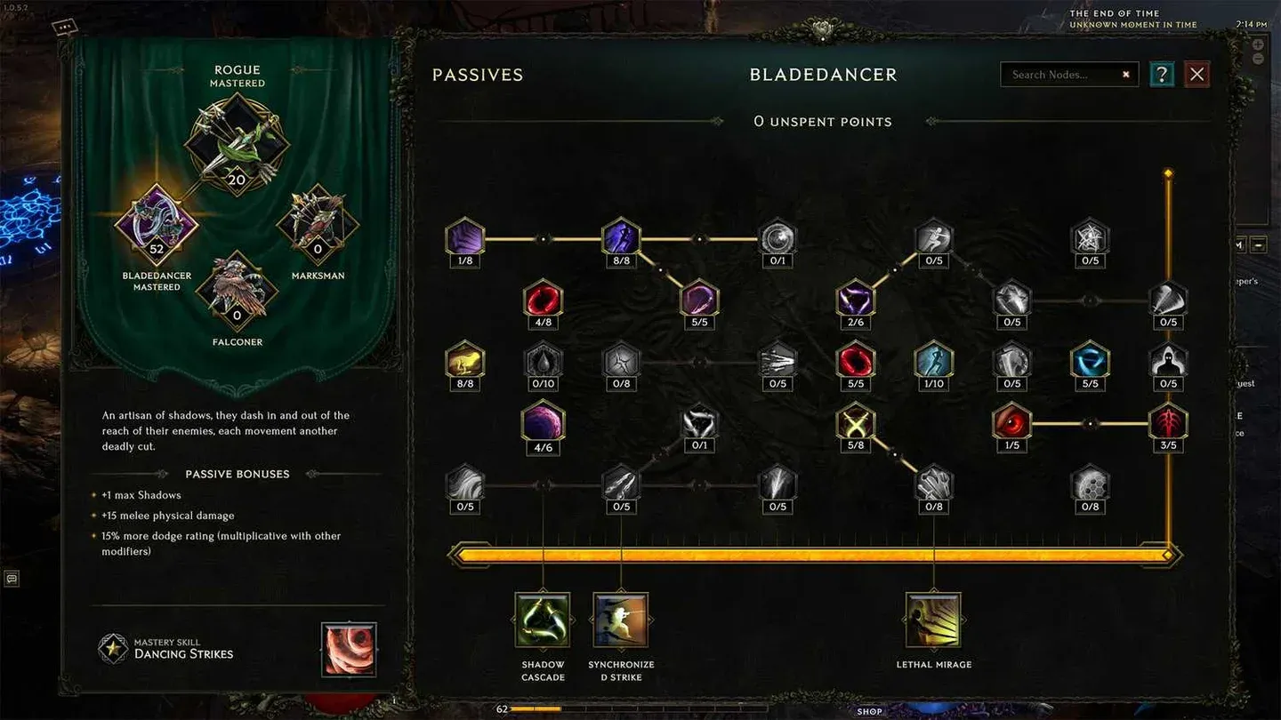 Bladedancer passive tree layout