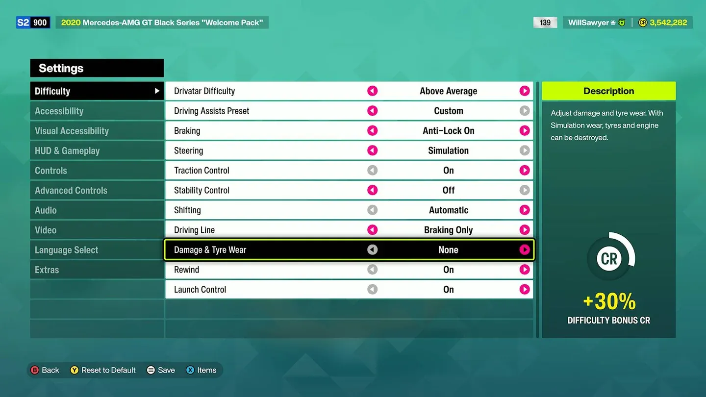 Damage settings in Difficulty menu