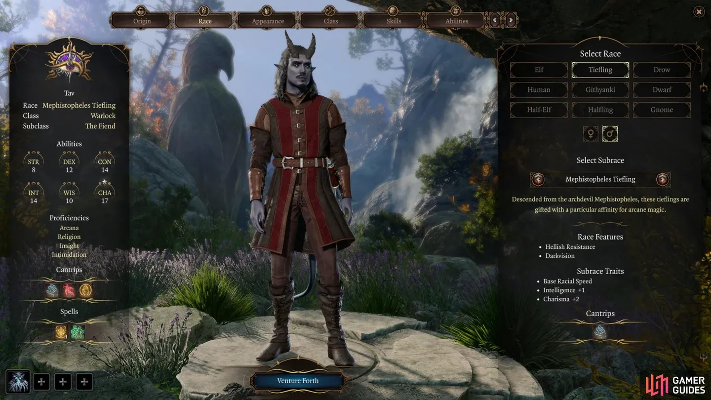 Class selection at character creation