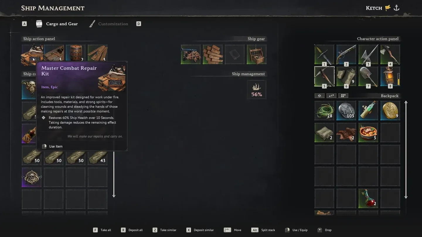 Level 2 workbench crafting screen