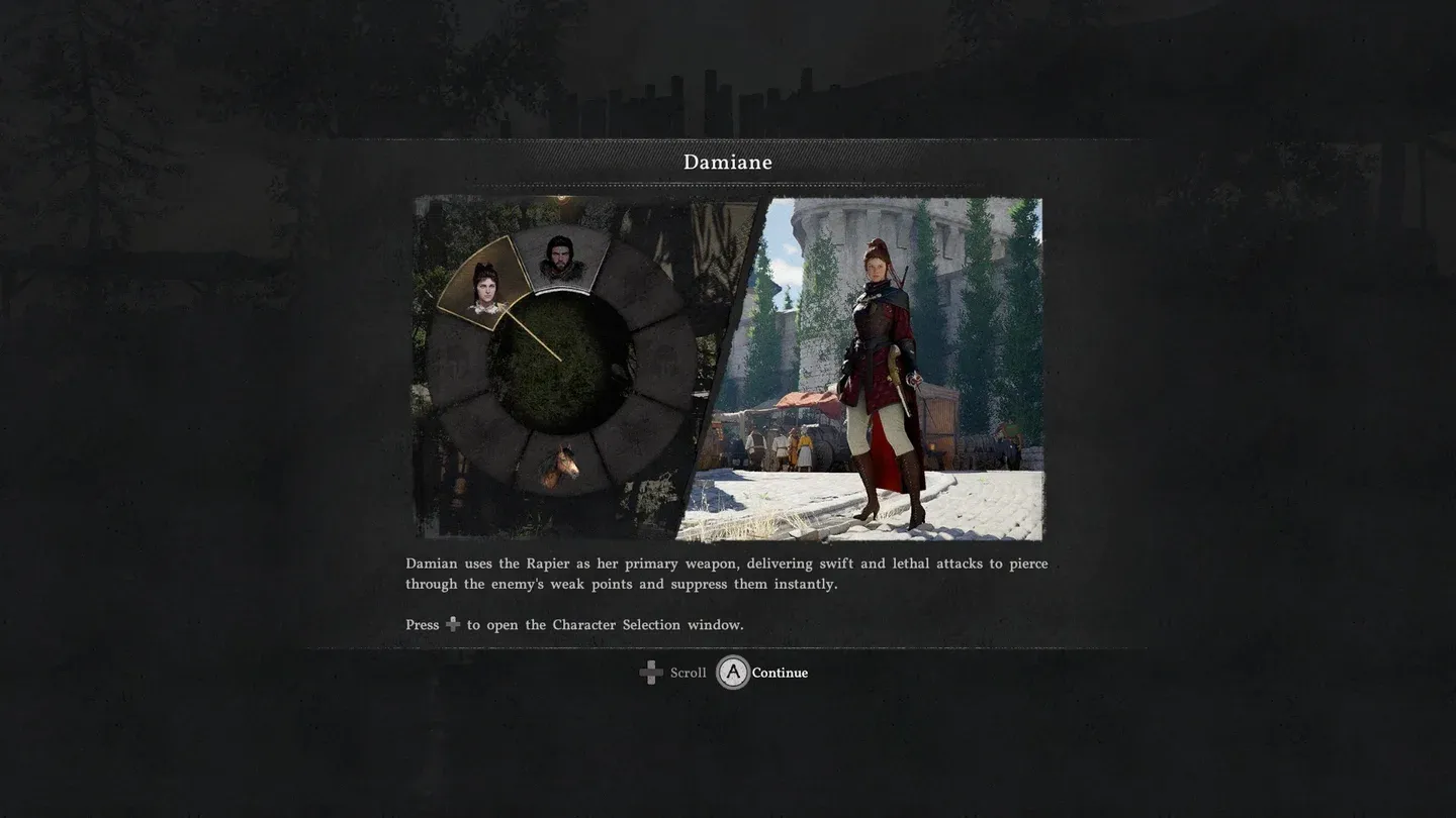 Damiane's starting weapons