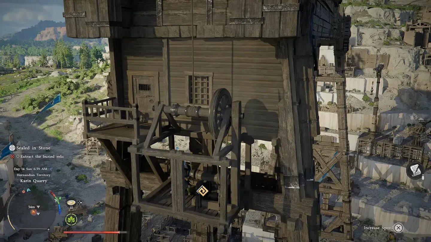 Align the hook above the relic
