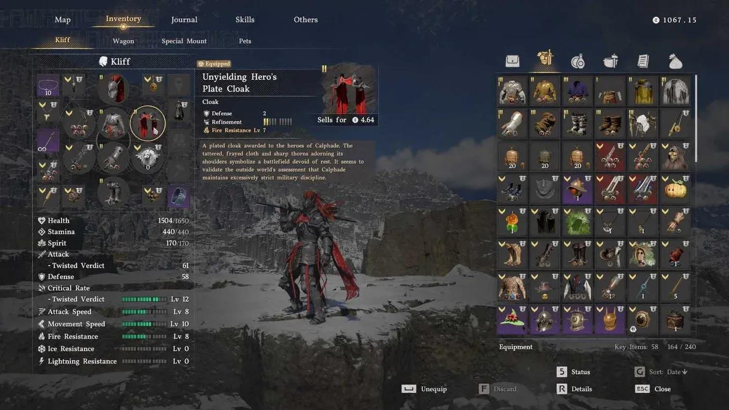 Full set stats at max upgrade