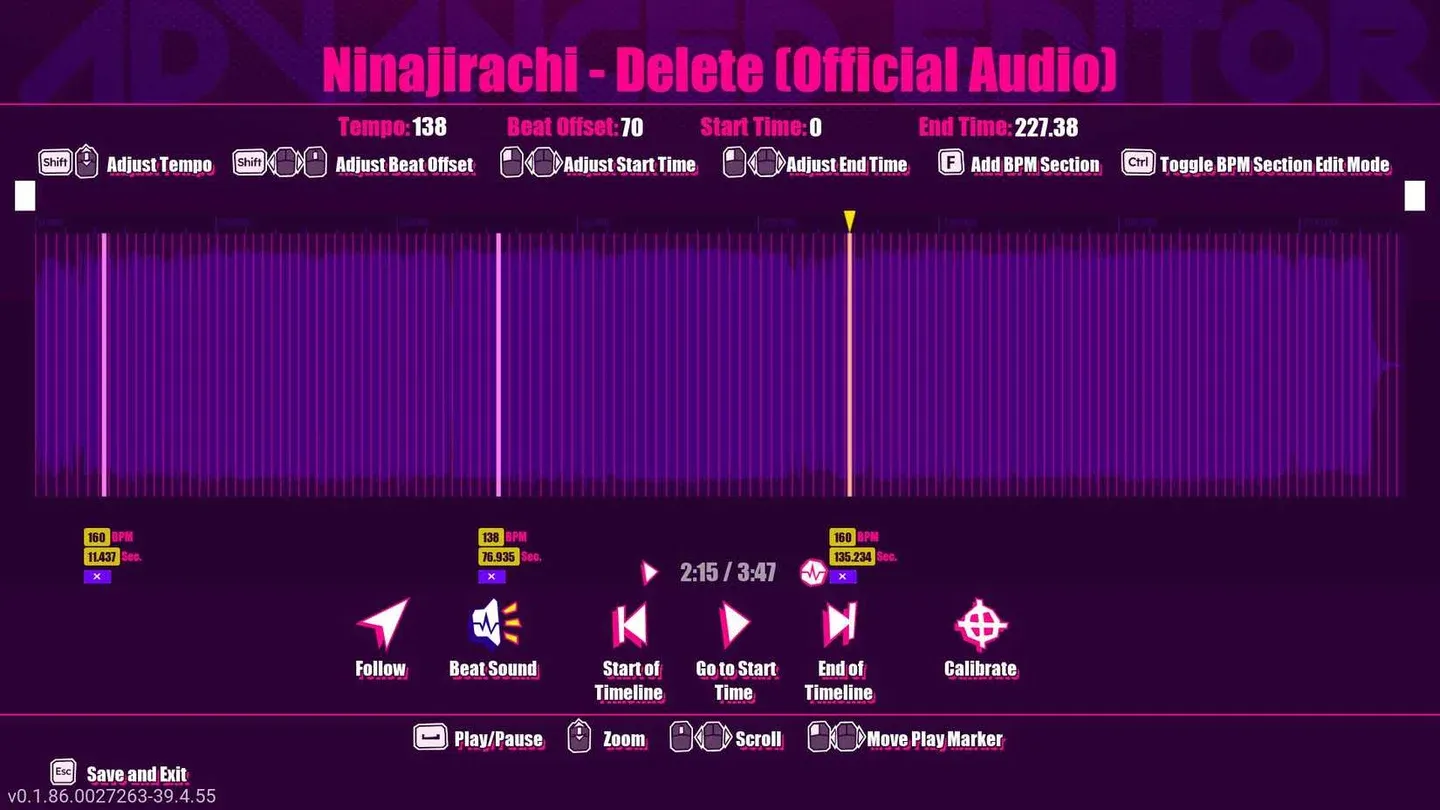 Advanced Editor BPM section view