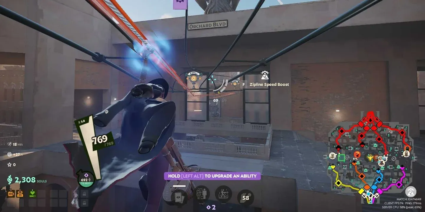 Lane push extends zipline range