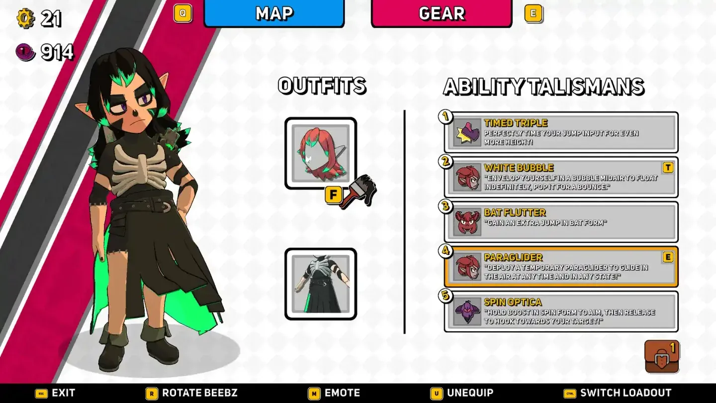 Talisman loadout screen