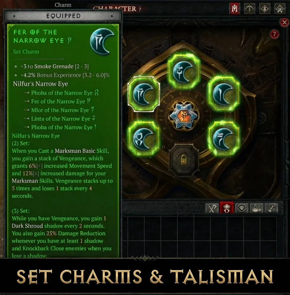 Diablo 4：Talismanシステム完全ガイド（Seals・Charms・Set Bonuses