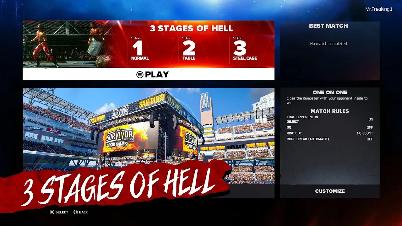 Choose your 3 Stages stipulations
