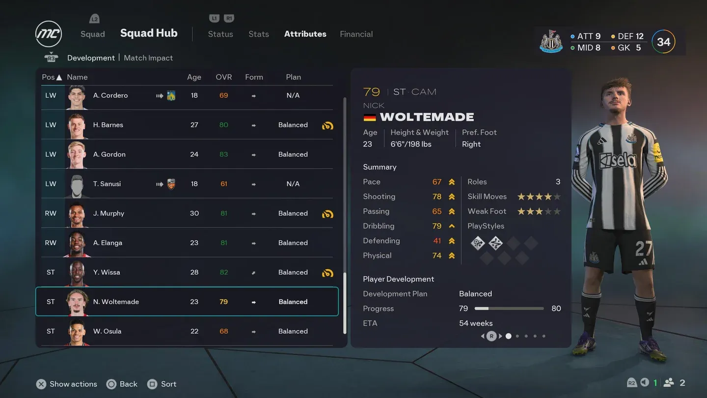 Totais de upgrade de estatísticas completas