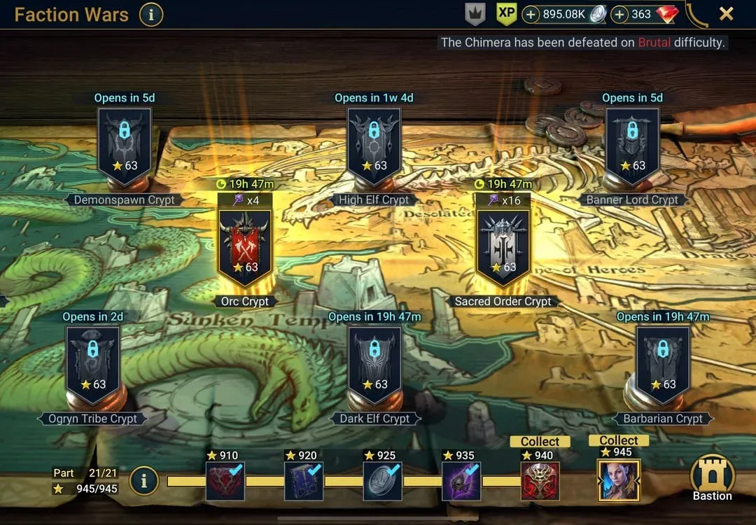 Faction Wars stage select screen