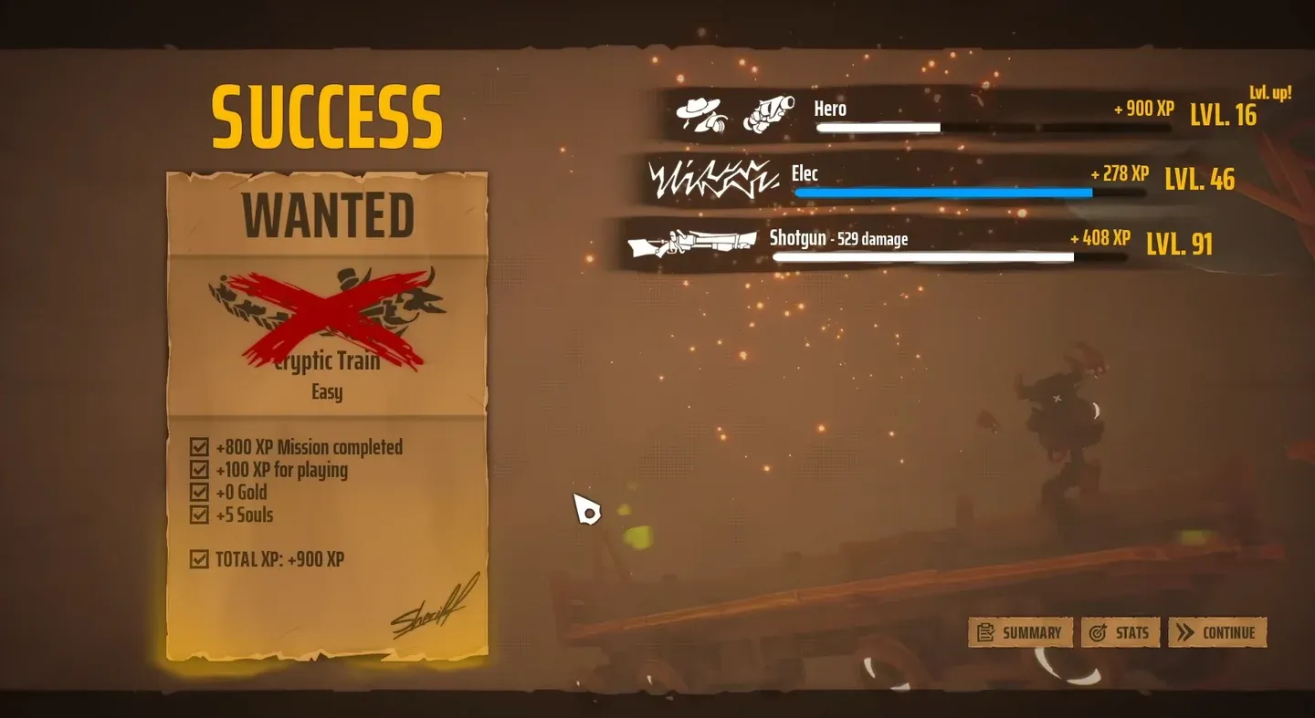 Hero XP end-of-run screen