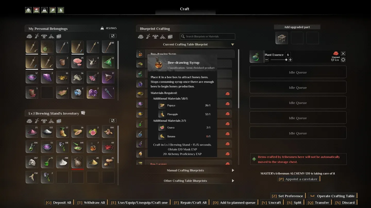 Fertilizer Bucket crafting options