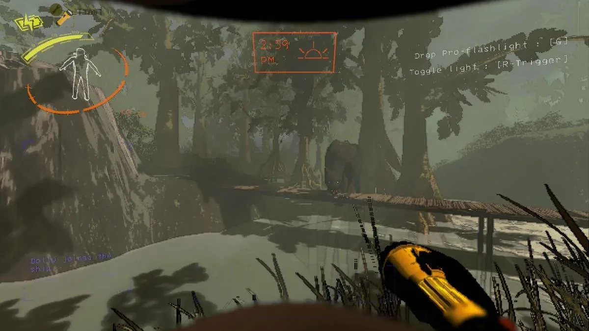 Feiopar stalking through tree line