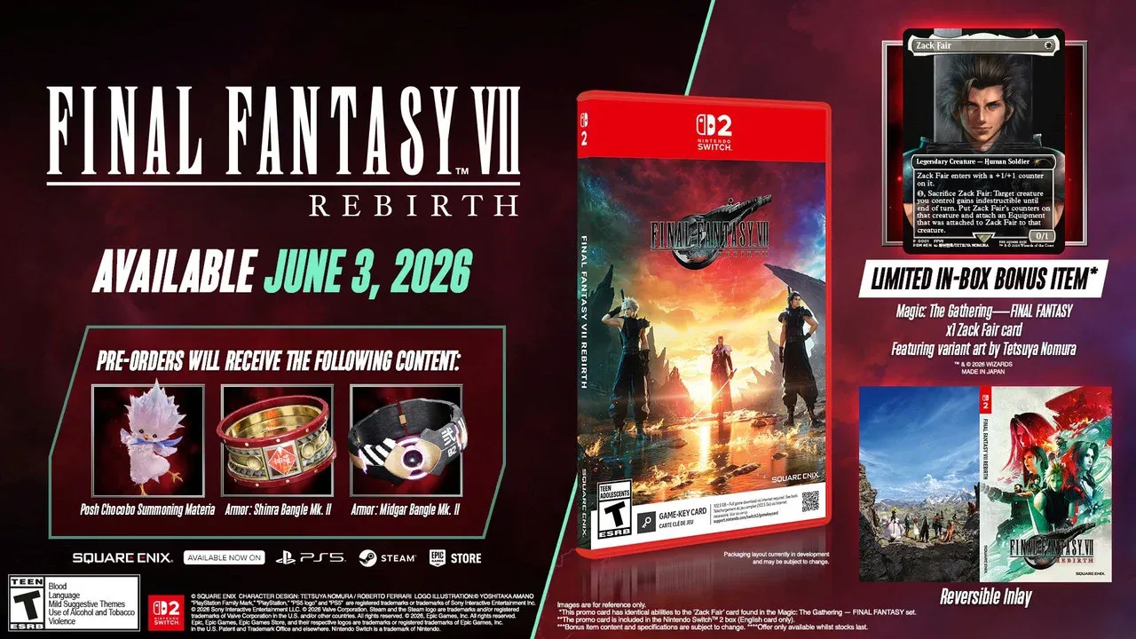 Amazon Cuts FF7 Rebirth Switch 2 Preorder Price, Free MTG Card Still Included
