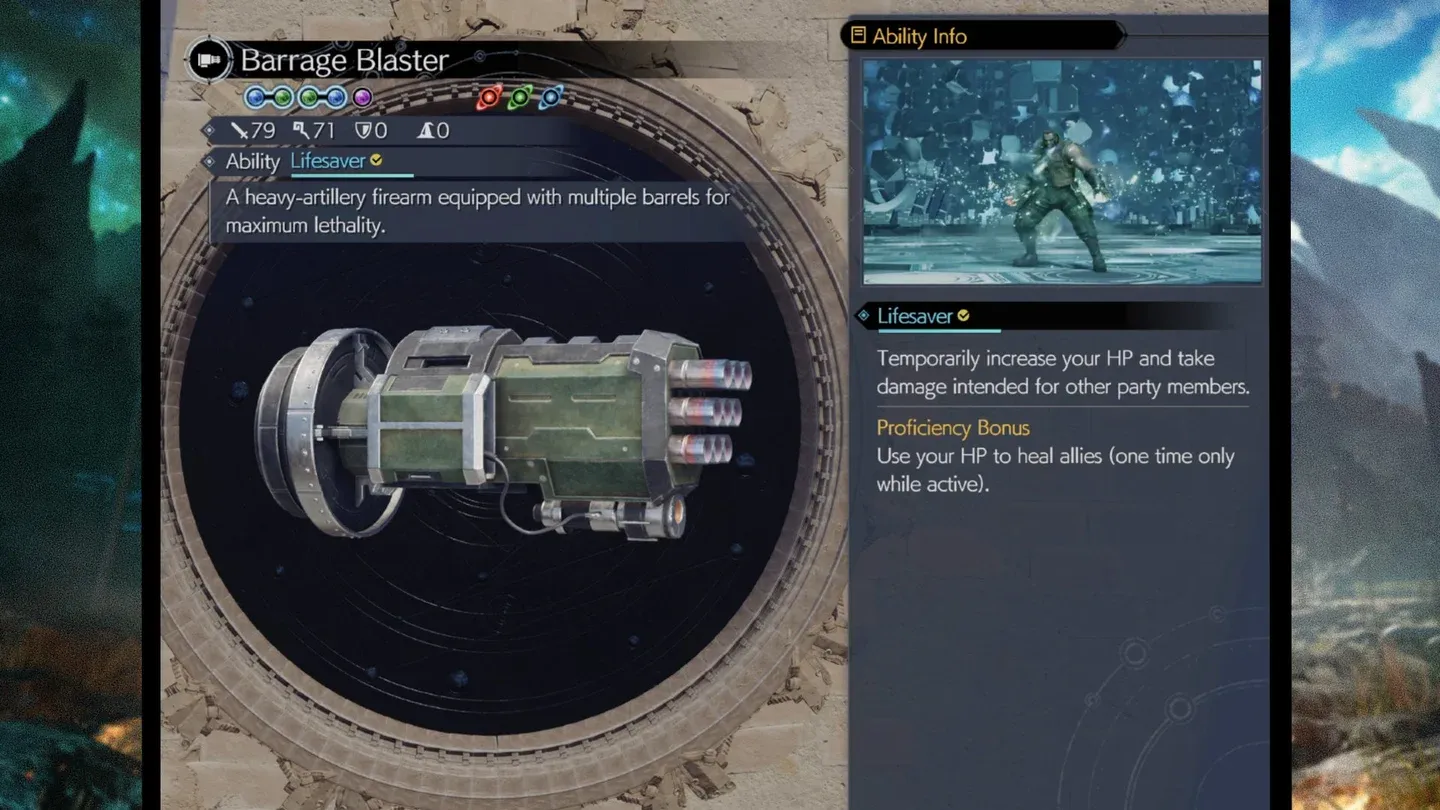 Ranuras de arma de Barret en Hard Mode