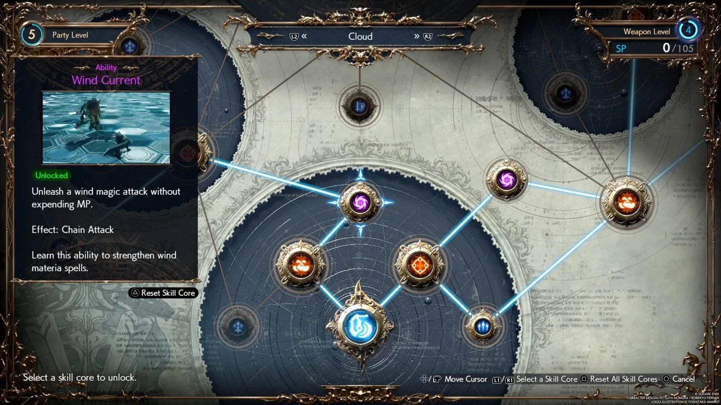 Cloud's weapon skill tree