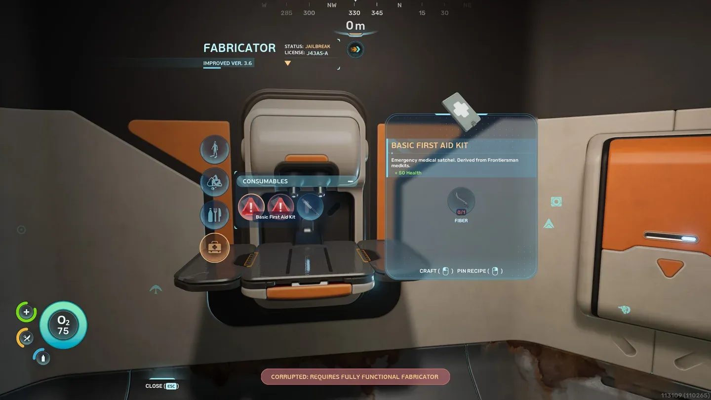 Craft kits in the Fabricator menu