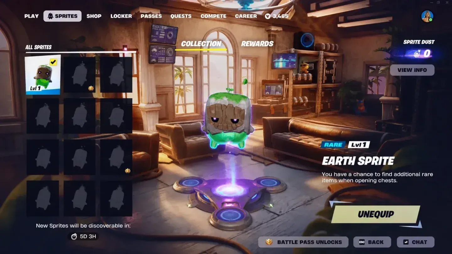 Sprite collection overview screen