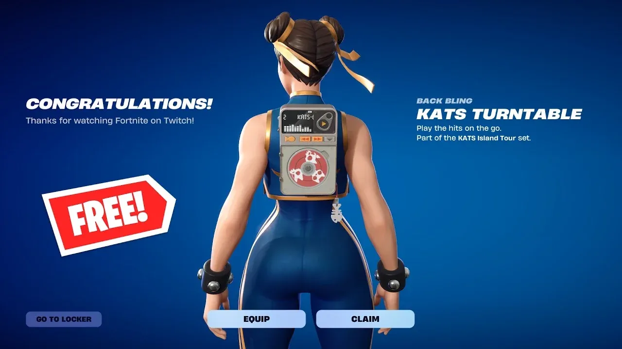 Fortnite's KATS Turntable Back Bling Is Free Right Now via Twitch