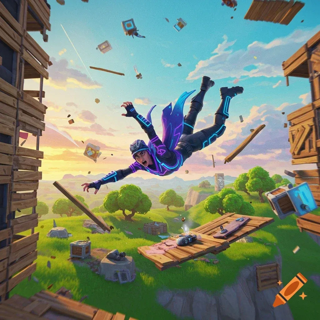 Fortnite character in a neon suit ...