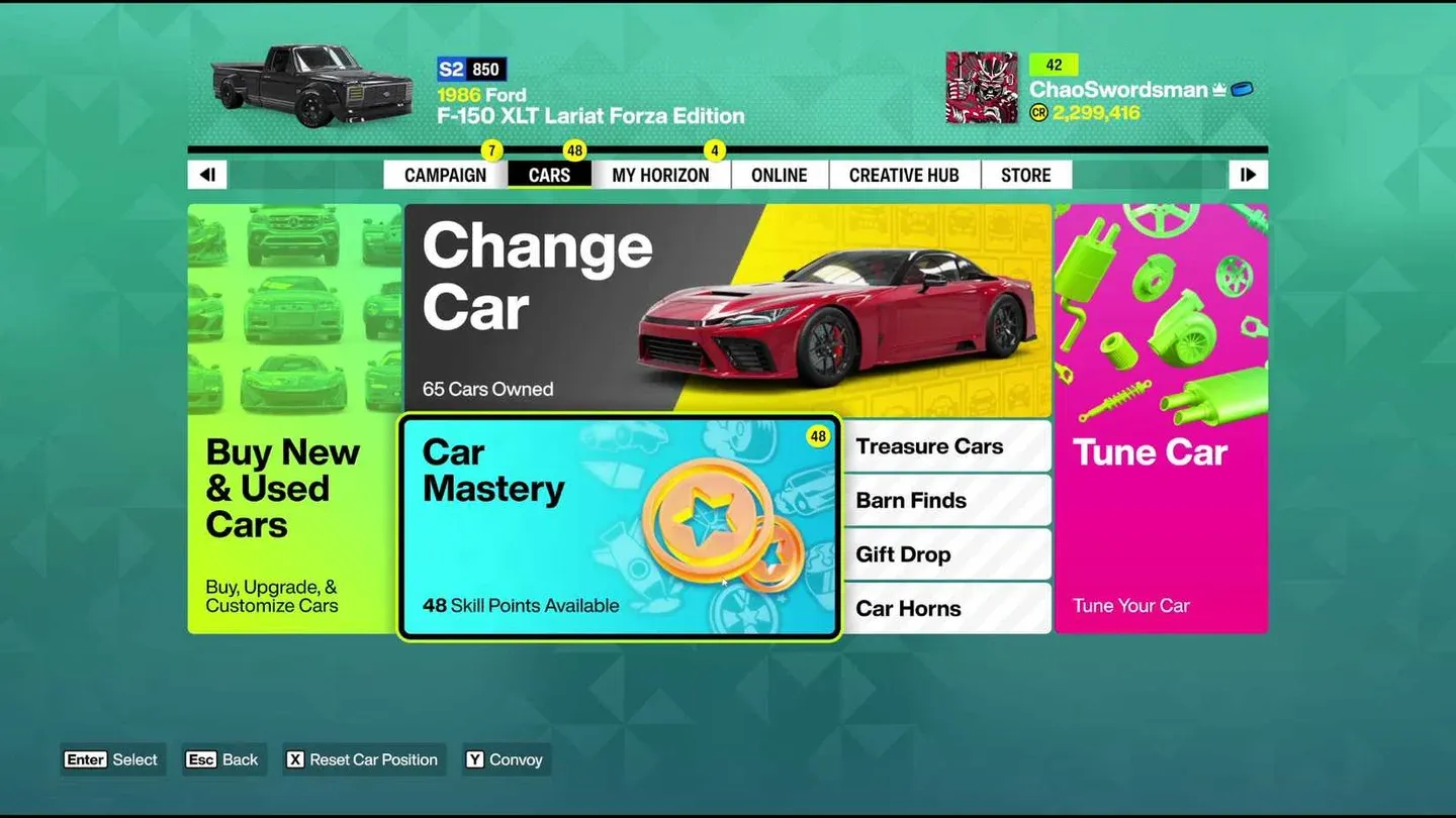 Car Mastery reward node