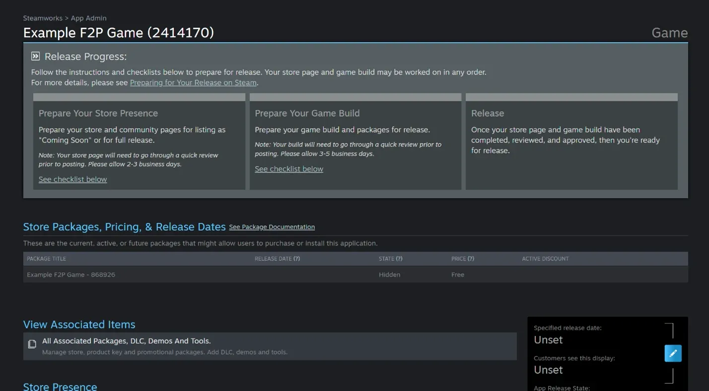 Steamworks pricing overview panel