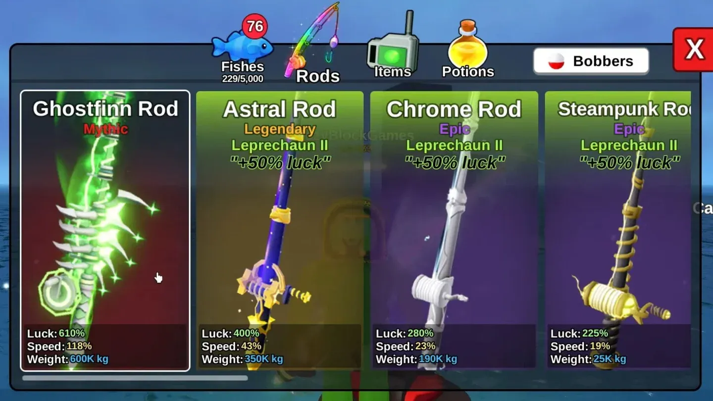 Ghostfinn Rod stats screen