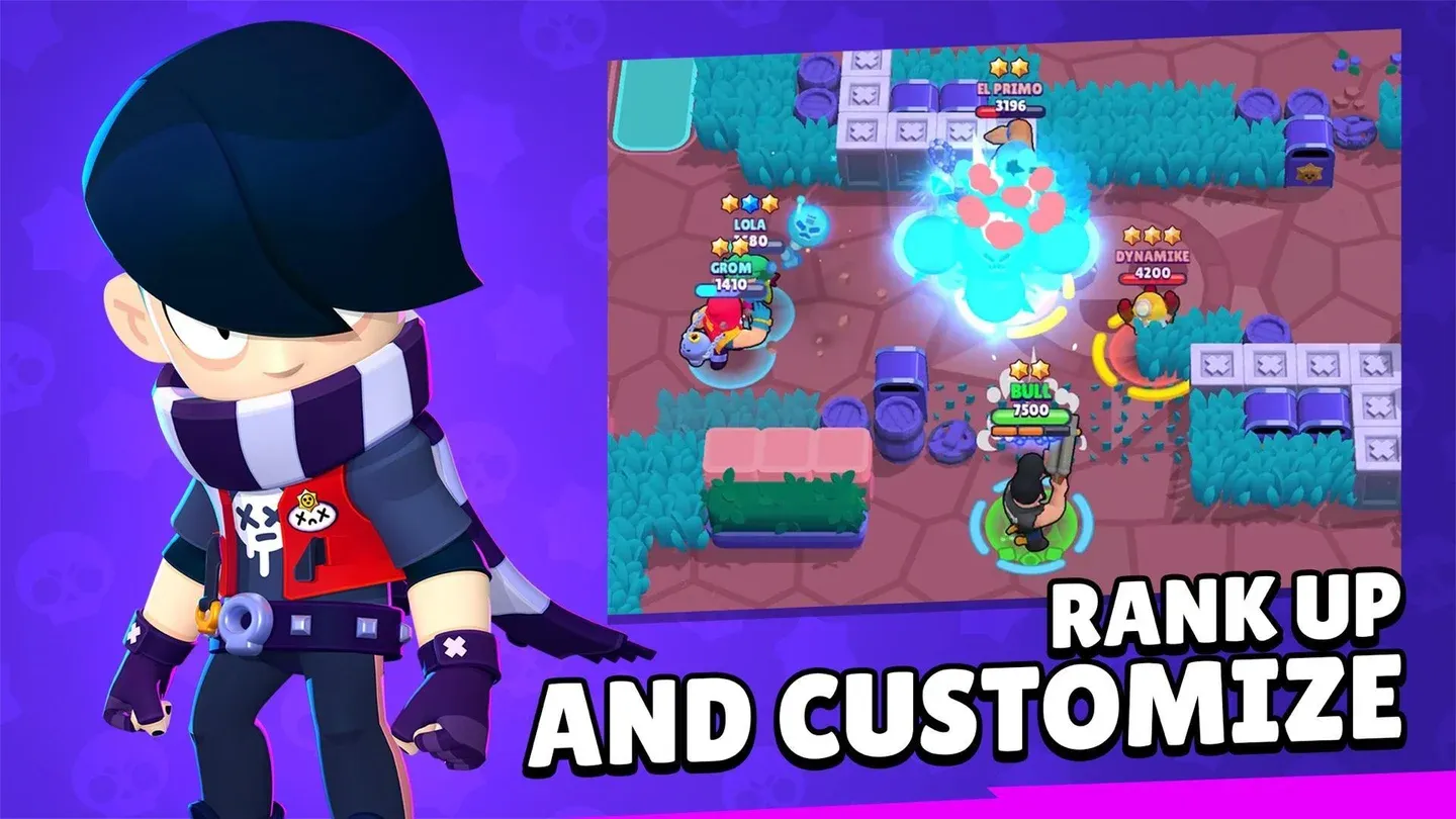Brawl Stars official iPhone promotional image showing brawlers and combat