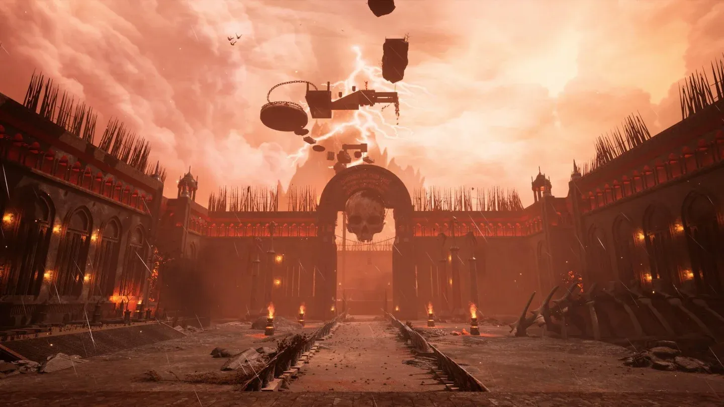 A chained character approaching obstacles in Chained Together