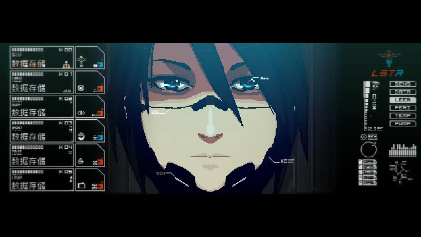 A character portrait and interface in SIGNALIS