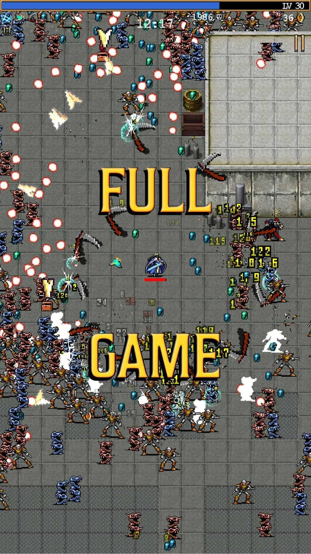 Vampire Survivors official iPhone image showing gameplay and the words Full Game